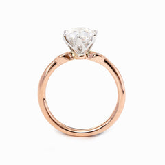 14K White & Rose Gold Old European Cut Diamond Three Stone Oval Elongated Cushion Cut Engagement Rings