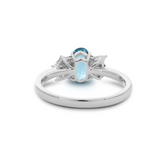 14K White Gold Oval Natural Aquamarine Ring with Moissanite Side Stones