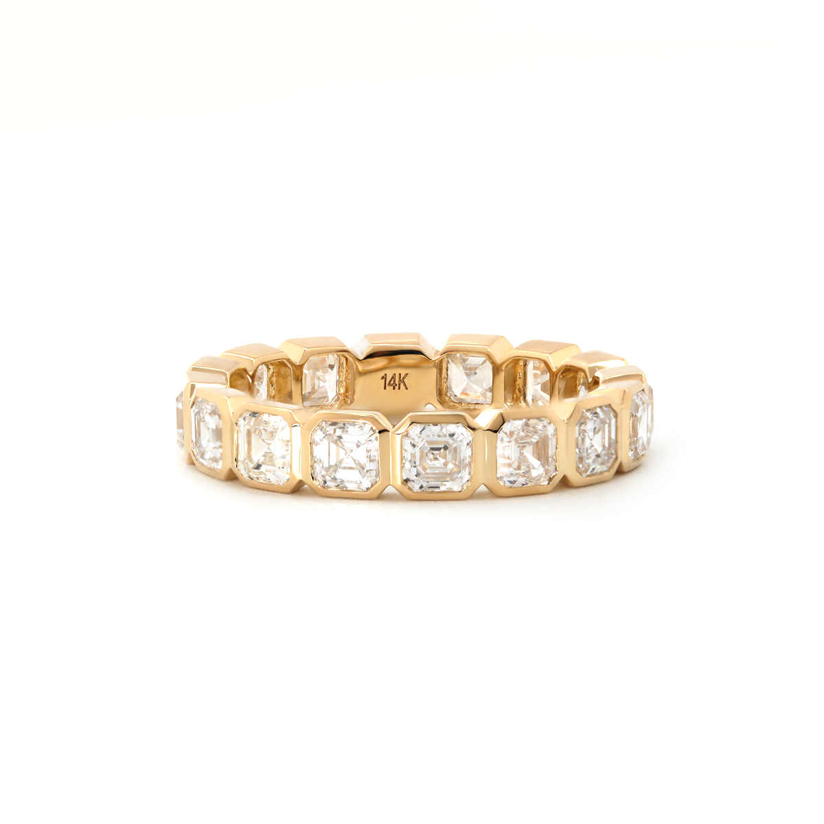 14K Yellow Gold Asscher Cut Lab Diamond Bezel Eternity Ring