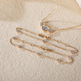 14K Yellow Gold Round Lab Diamond 3 Stone Bezel Station Bracelet