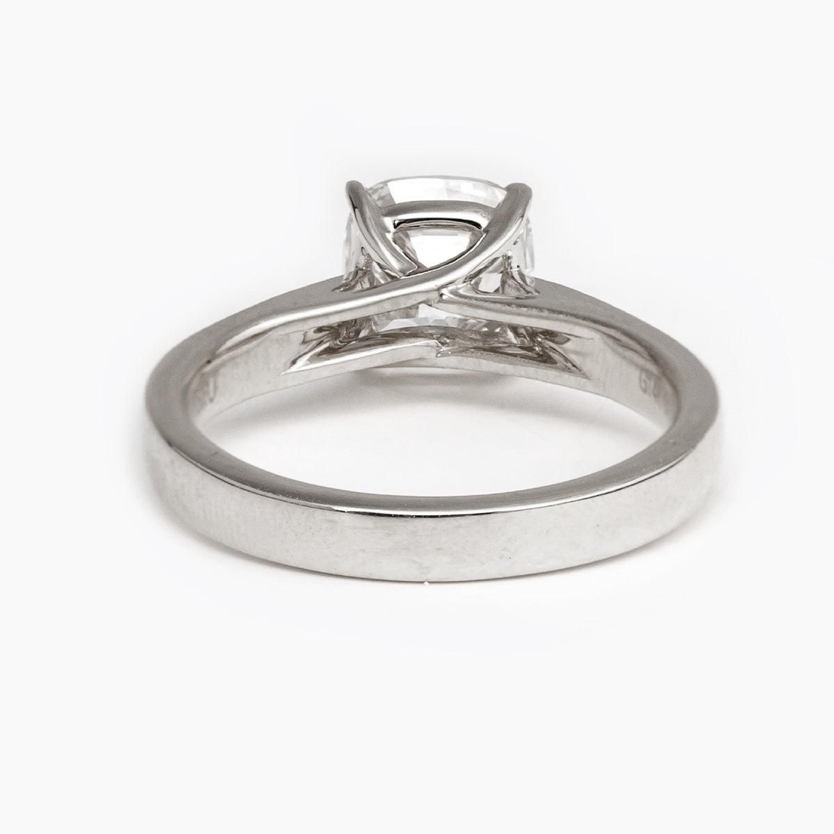 14K Yellow Gold 1.5 Carat Old Mine Cut Lab Diamond Solitaire Ring 18K White Gold