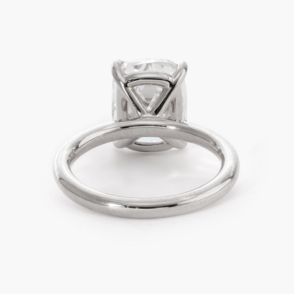 18K Rose Gold 3.5ct Elongated Old Mine Cut Lab Diamond Solitaire Ring 18K White Gold