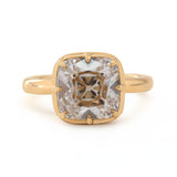 14K Yellow Gold 4.62ct Old Mine Cut Brown Lab Diamond Bezel-Prong Solitaire Ring