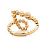 14K Yellow Gold Round Diamond Bezel Ring in J initial-inspired Design