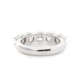 14K White Gold 5-Stone Round Diamond Cocktail Ring with Smooth Ring Cut Design