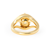 14K Yellow Gold 4ct Old Mine Cut Yellow Lab Diamond 4 Claw Prongs Solitaire Ring with Split Band Design