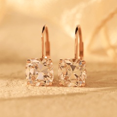 Old Mine Cut Lab Diamond Basket Setting Leverback Earrings