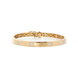 14K Yellow Gold Oval Cut and Princess Cut Lab Diamond Bezel Bangle Bracelet