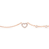 14K Rose Gold Round Lab Diamond Heart Pendant Bracelet| Fiorese Jewelry