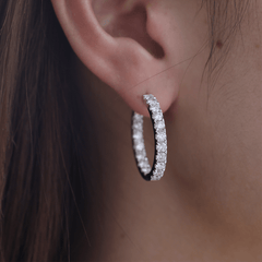 Round Cut Diamond Hoop Earrings
