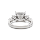 Platinum 2.5ct Princess Cut Lab Diamond 5 Stone Engagement Ring with Radiant Cut and Bullet Cut Side-stones