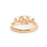 14K Yellow Gold Old European Cut Lab Diamond Pave Three Stone