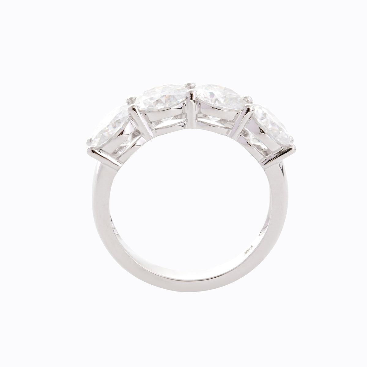 14K White Gold Gothic Wedding Rings – 4ct Moissanite 4-Stone Design