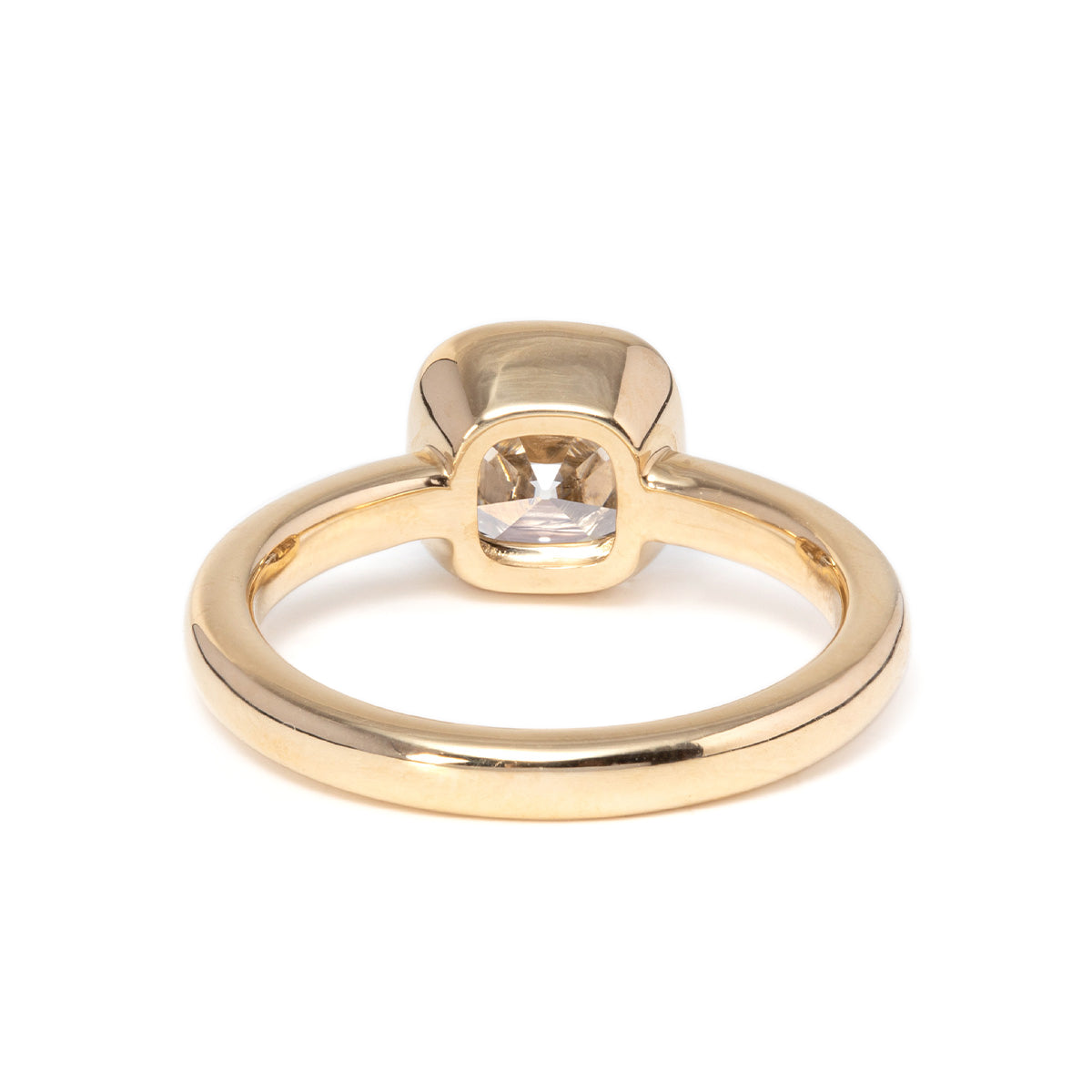 Cherished Moments 18K Yellow Gold 1.5ct Old Mine Cut Antique Lab Diamond Milligrain Bezel Solitaire Ring
