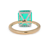 14K Yellow & White Gold 3ct Zambian Lab Emerald 4 Claw Prongs Hidden Halo Engagement Ring