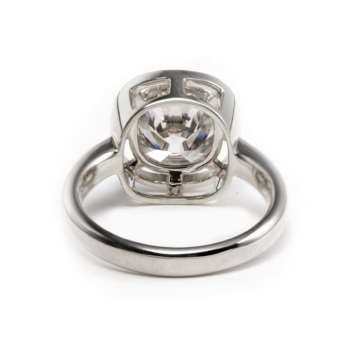 14K Yellow Gold 2.5ct Antique Old Mine Cut Diamond Basket Setting Ring with Smooth Ring Cut Design 14K White Gold