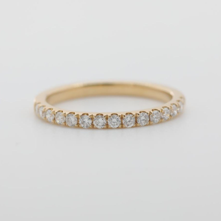 14K Yellow Gold Round Cut Lab Diamond Half Eternity Ring