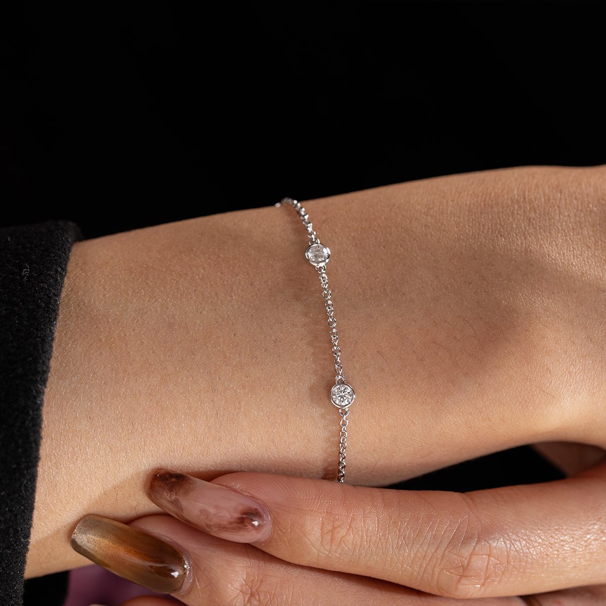 3mm Round Lab Diamond Bezel - Set Station Bracelet - MMR