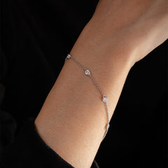 3mm Round Lab Diamond Bezel - Set Station Bracelet - MMR