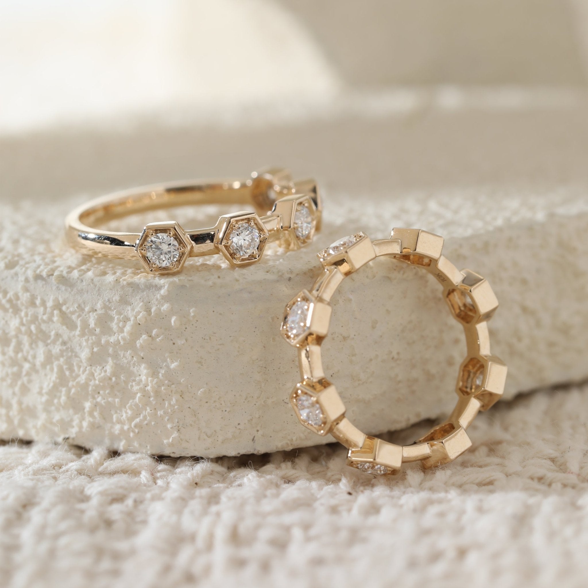 3mm Round Shape Hexagonal Bezel Set Eternity Band - MMR