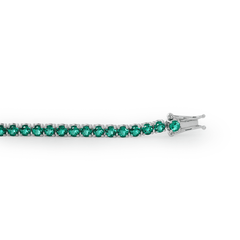 3mm Round Zambian Lab Emerald 4 Prong Basket Tennis Bracelet with Box Clasp and Double Safety - MMR