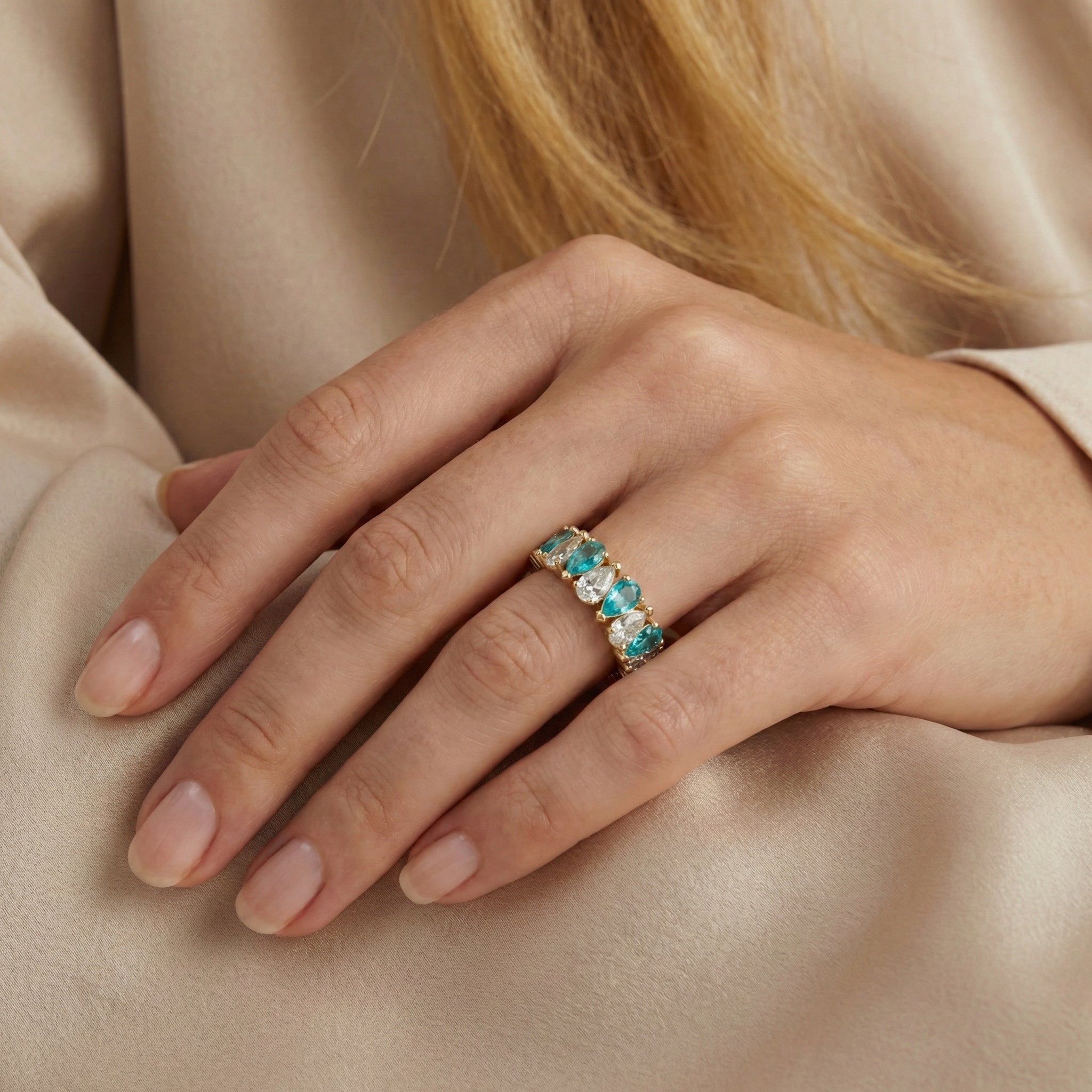 3x5mm Pear Shaped Stone Eternity Ring - MMR