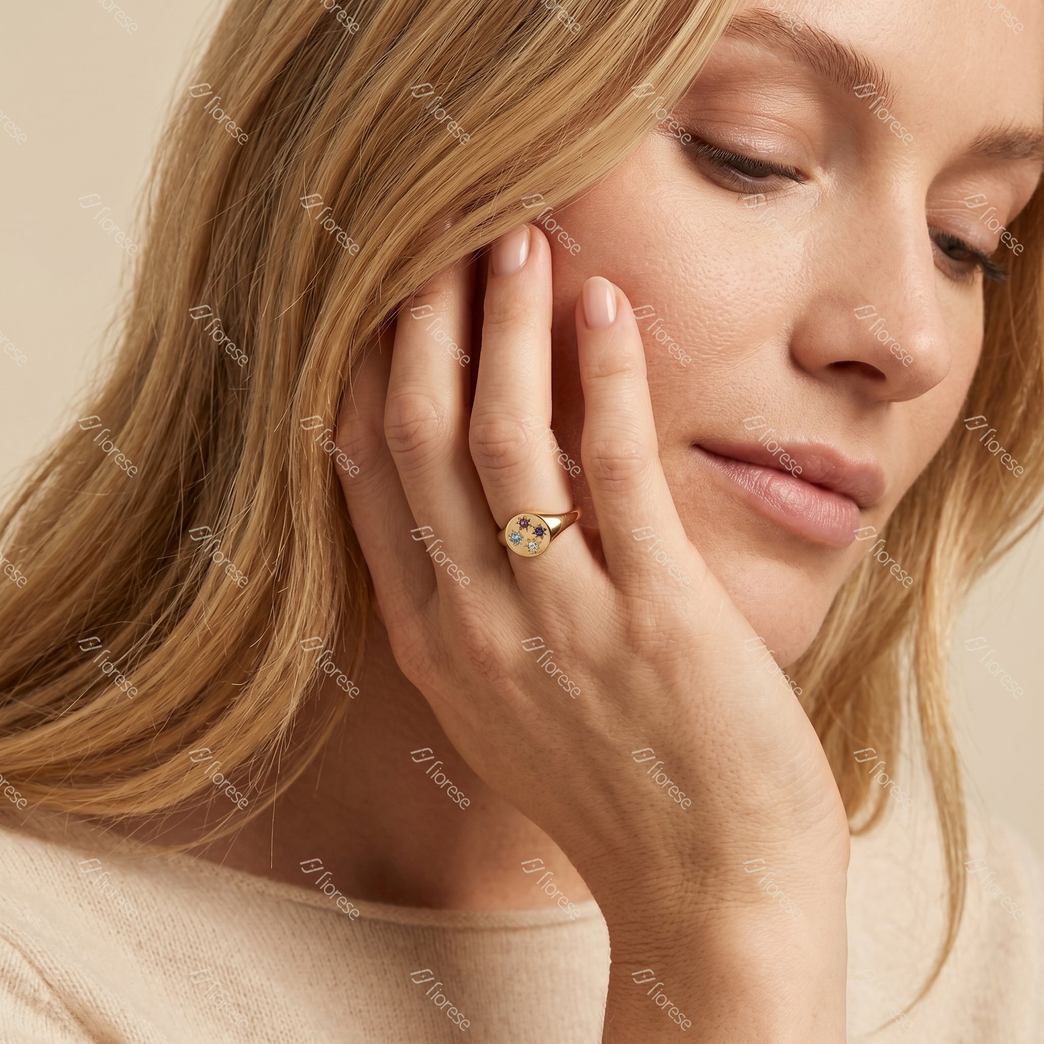 4 Birthstones Compass Signet Ring - MMR