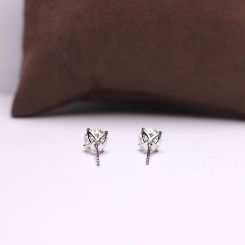 4 Prong Crown Lab Grown Round Diamond Stud Earrings