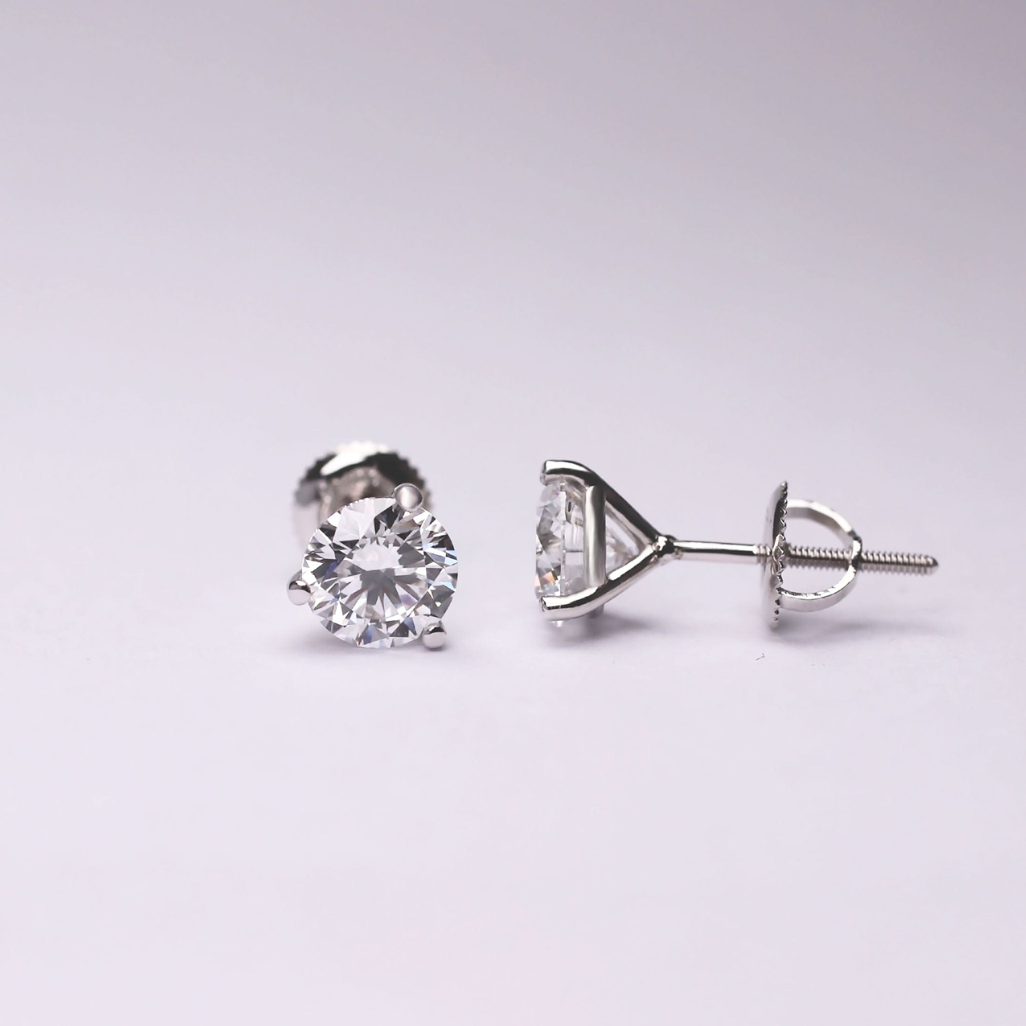 4 Prongs Martini Lab Grown Round Diamond Stud Earrings