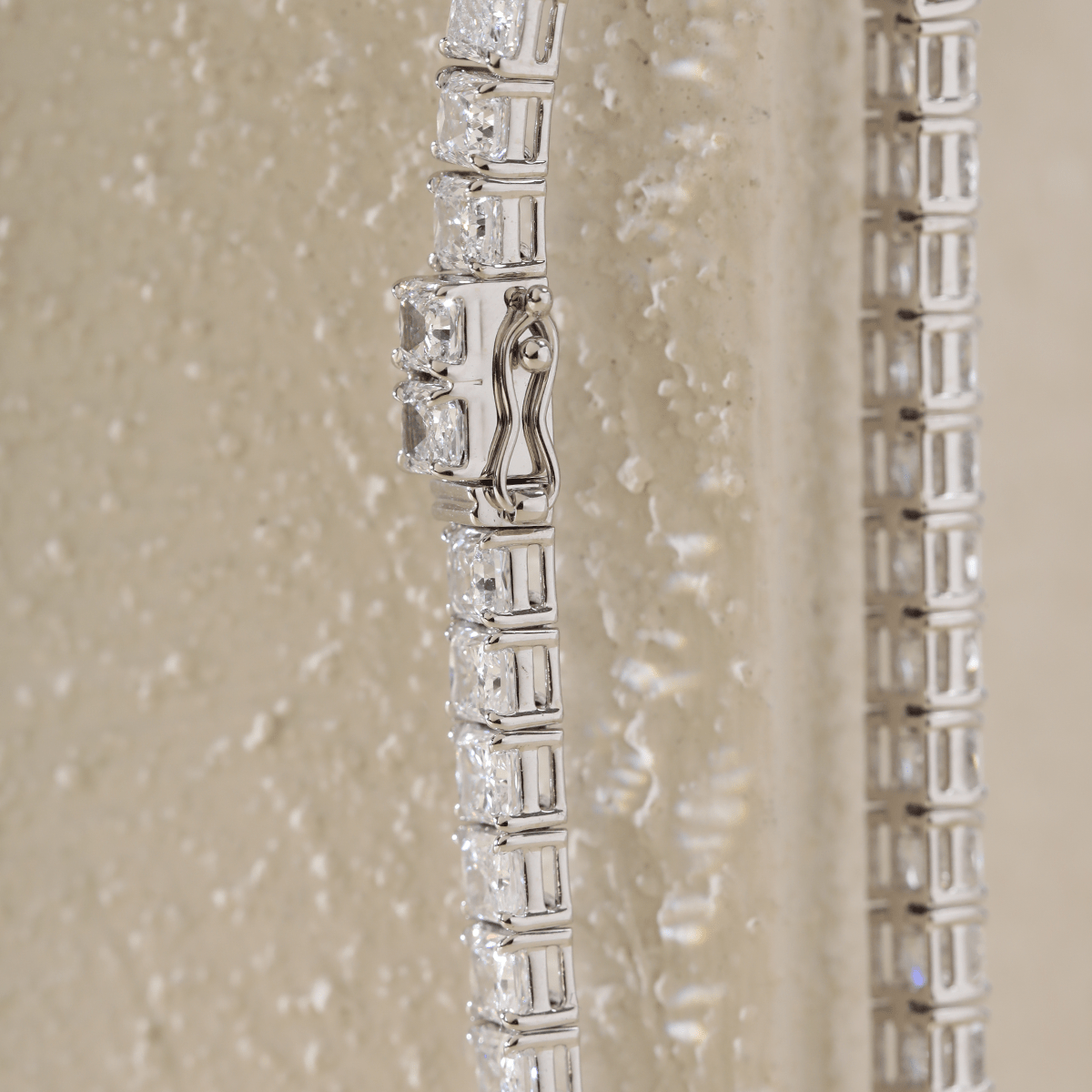 4×3mm Radiant Cut Lab Diamond 4 - Prong Basket Tennis Bracelet with Box Clasp and Double Safety - MMR