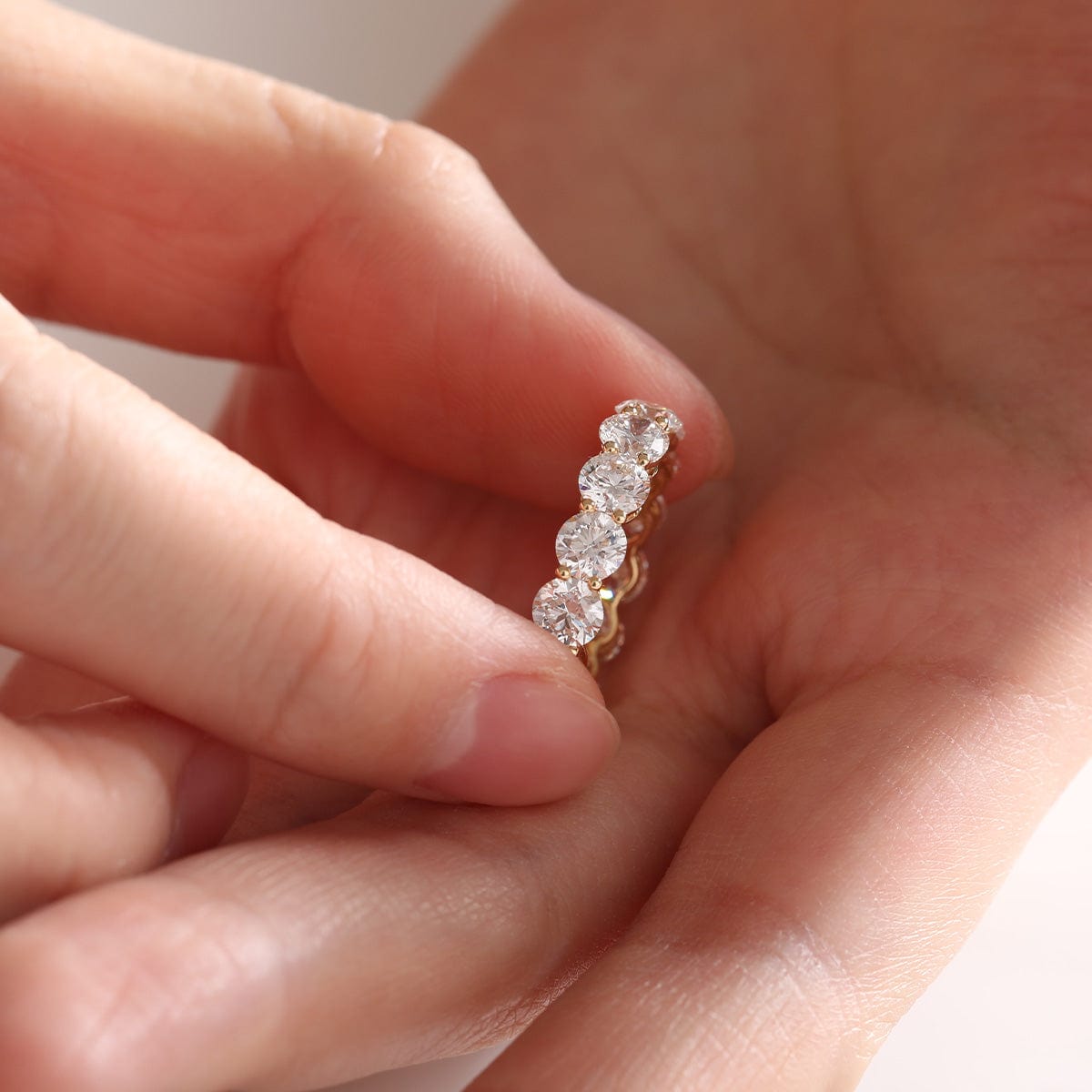 4.3mm Round Lab Diamond Shared Prong Basket Eternity Ring - MMR