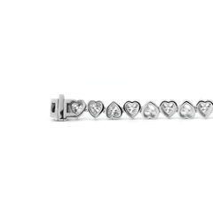 4×4mm Heart - Shaped Lab Diamond Bezel - Set Tennis Bracelet with Box Clasp - MMR