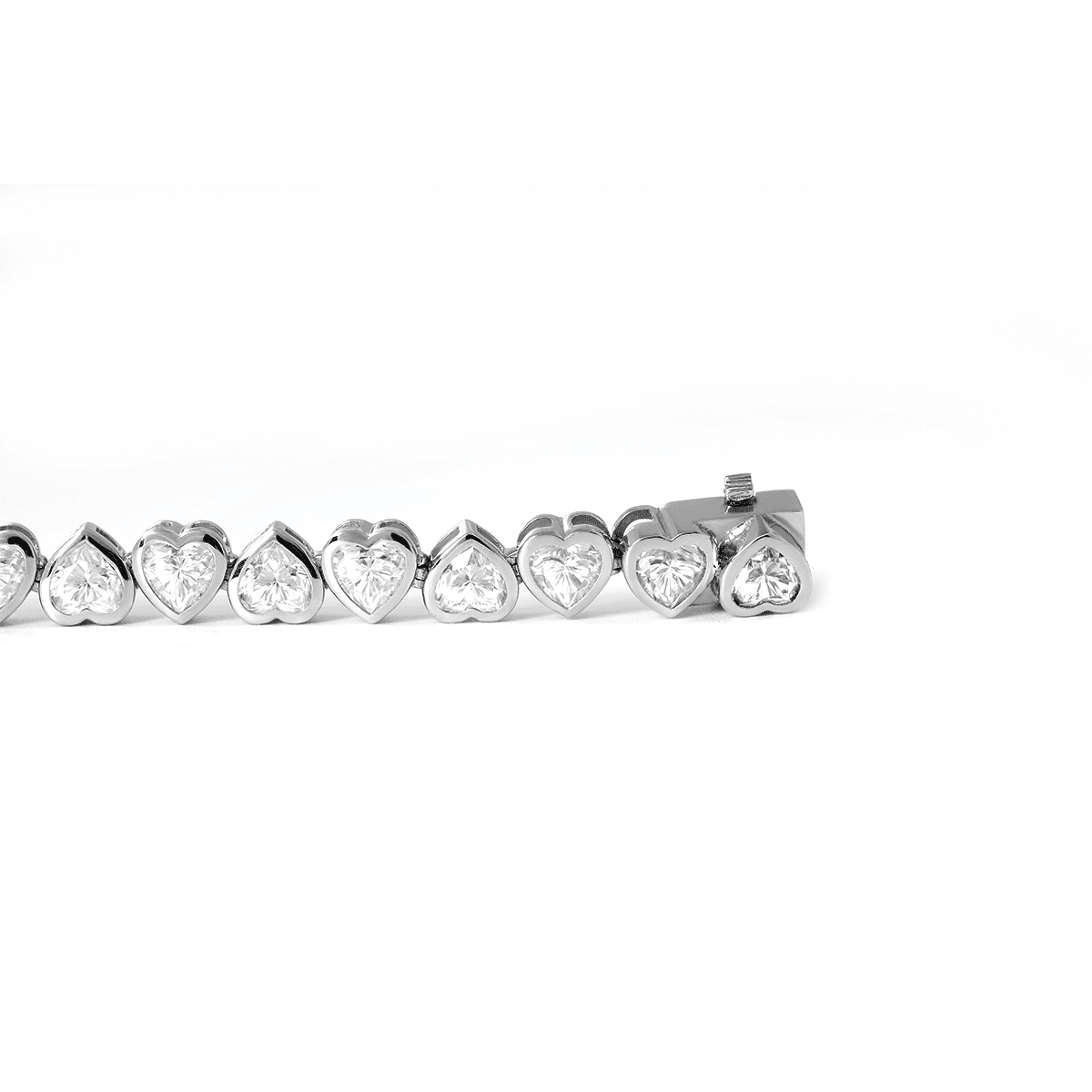 4×4mm Heart - Shaped Lab Diamond Bezel - Set Tennis Bracelet with Box Clasp - MMR