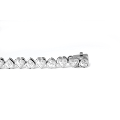 4×4mm Heart - Shaped Lab Diamond Bezel - Set Tennis Bracelet with Box Clasp - MMR