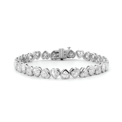4×4mm Heart - Shaped Lab Diamond Bezel - Set Tennis Bracelet with Box Clasp - MMR