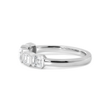 14K White Gold Asscher Cut Lab Diamond 5 Stone Bezel Half Eternity Ring