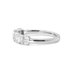 14K White Gold Asscher Cut Lab Diamond 5 Stone Bezel Half Eternity Ring