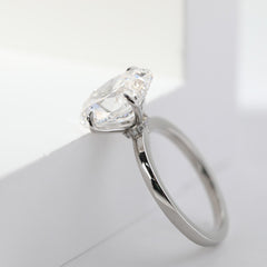 Platinum 6ct Oval Cut Lab Diamond Hidden Halo 4 Prongs Engagement Ring