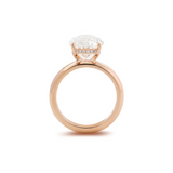 18K Rose Gold 4ct Oval Cut Lab Diamond 4 Claw Prong Hidden-halo Engagement Ring in Knife Edge Band Design