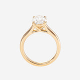 14K Yellow Gold 2 Carat Solitaire Diamond Ring with Oval Cut Lab Diamond Cathedral Setting