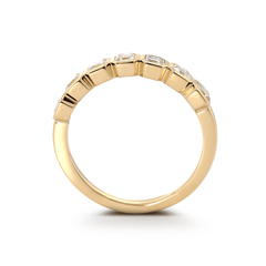 14K Yellow Gold Asscher Cut Lab Diamond 7 Stone Bezel Half Eternity Ring