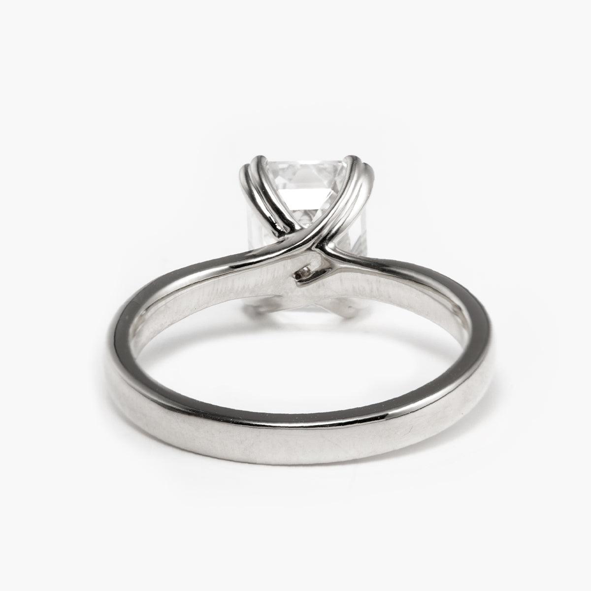 14K Yellow Gold 2.5ct Emerald Cut Lab Diamond Double Prong Solitaire Ring 18K White Gold