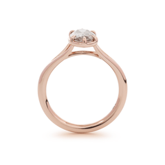 14K Rose Gold 1ct Oval Old Mine Cut Brown Lab Diamond 6 Claw Prong Cathedral Setting Solitaire Ring