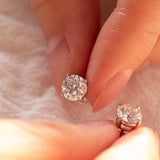 14K White Gold Big Earrings – 2 ct tw Lab Diamond Basket Studs