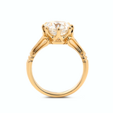 14K Yellow Gold 3ct Old Mine Cut Lab Diamond 8 Prongs Crown Basket Solitaire Ring