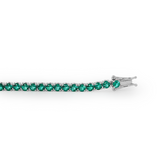 14K White Gold 5ct tw Round Zambian Lab Emerald 4 Prong Basket Tennis Bracelet