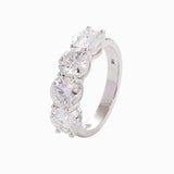 14K White Gold Gothic Wedding Rings – 4ct Moissanite 4-Stone Design