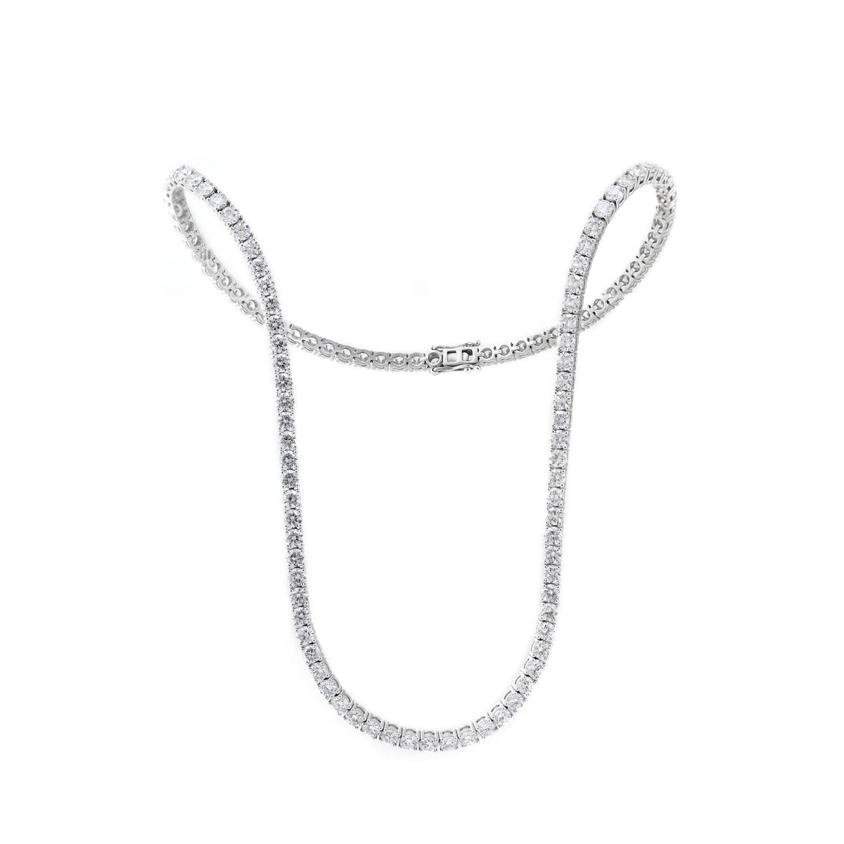 3.1 mm Round Brilliant Lab Diamond 4-prong Basket Tennis Necklace--Fiorese Day