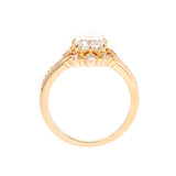 14K Yellow Gold 2.5ct Elongated Cushion Cut Lab Diamond Victoran-Style Ring with Floral Motifs