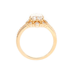 14K Yellow Gold 2.5ct Elongated Cushion Cut Lab Diamond Victoran-Style Ring with Floral Motifs